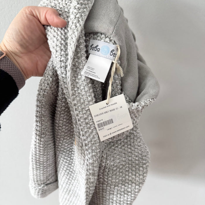 Beba bean / Light grey cotton knit jacket / 12-18M - New with tag