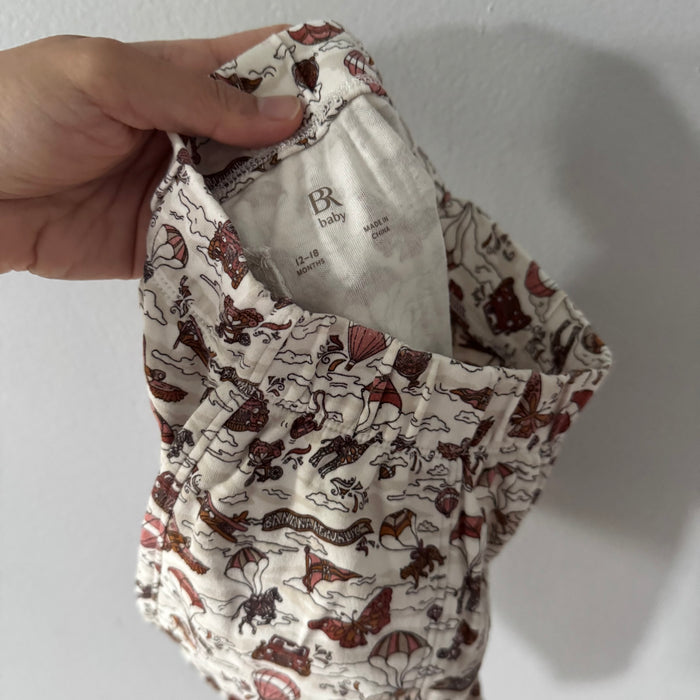 BR baby / White brown air balloon onesie pants set / 12-18M