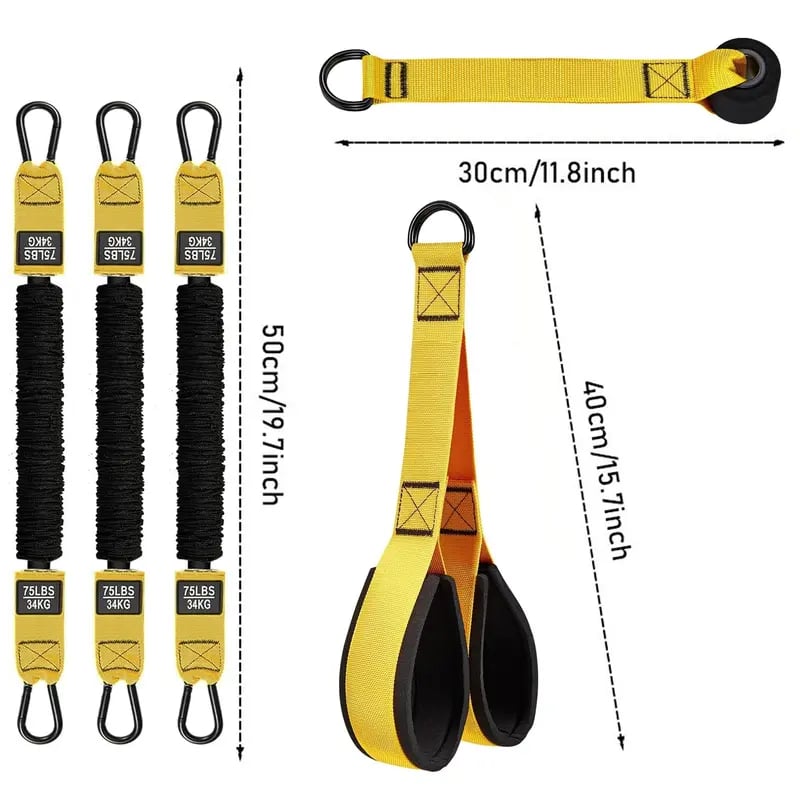 πͺ 225LBS Heavy Duty Cable Resistance Band Home Gym Training Set