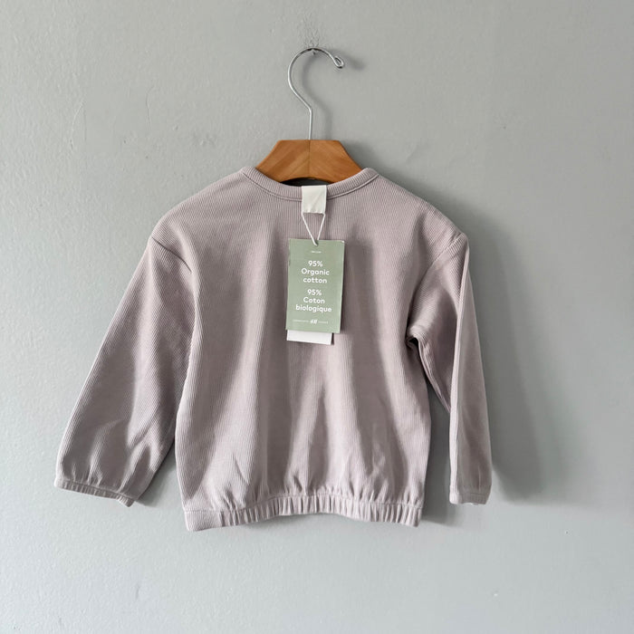 H&M / Light grey ribbed long sleeve / 12-18M - New with tag