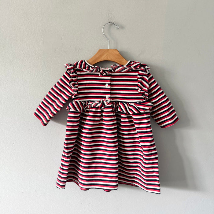 Janie & Jack / Red navy white stripe dress / 12-18M