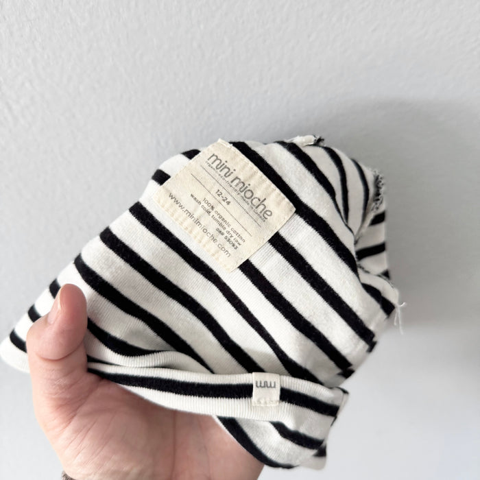 Mini mioche / White black stripe beanie / 12-24M