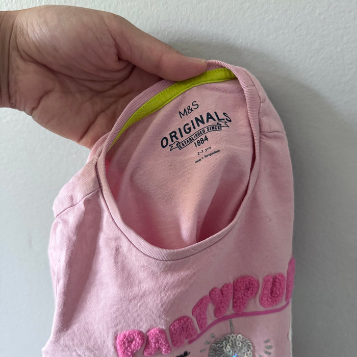 M&S / Pink long sleeve shirt / 2-3Y