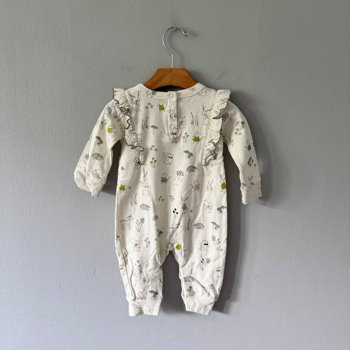 Pehr / White x animal romper / 6-12M