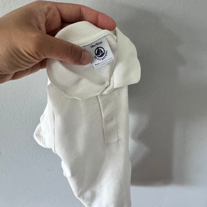 Petit bateau / White polo onesie / 18M