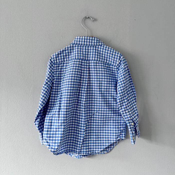 Polo Ralph Lauren / White blue plaid oxford shirt / 3T
