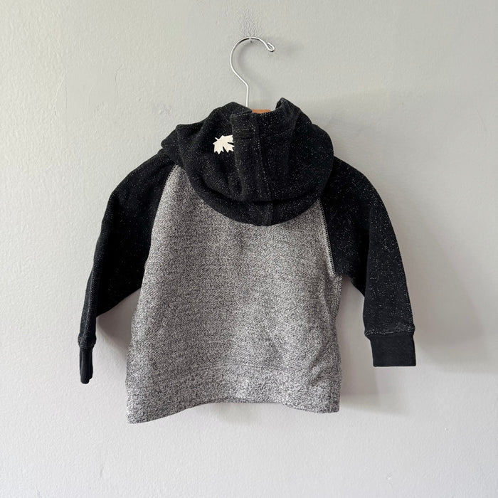 Roots / Black x salt and pepper hoodie / 12-18M