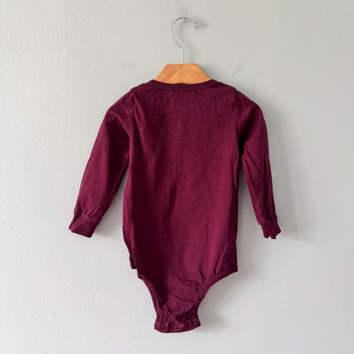 Roots / Burgundy long sleeve onesie / 18-24M