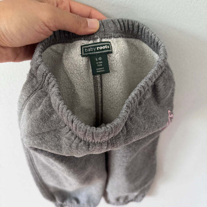Roots / Grey x pink logo sweatpants / 12-18M