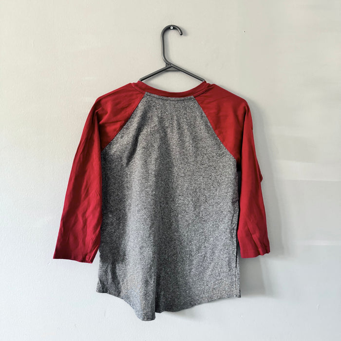 Roots / Red x grey raglan long sleeve / Women M(12Y)
