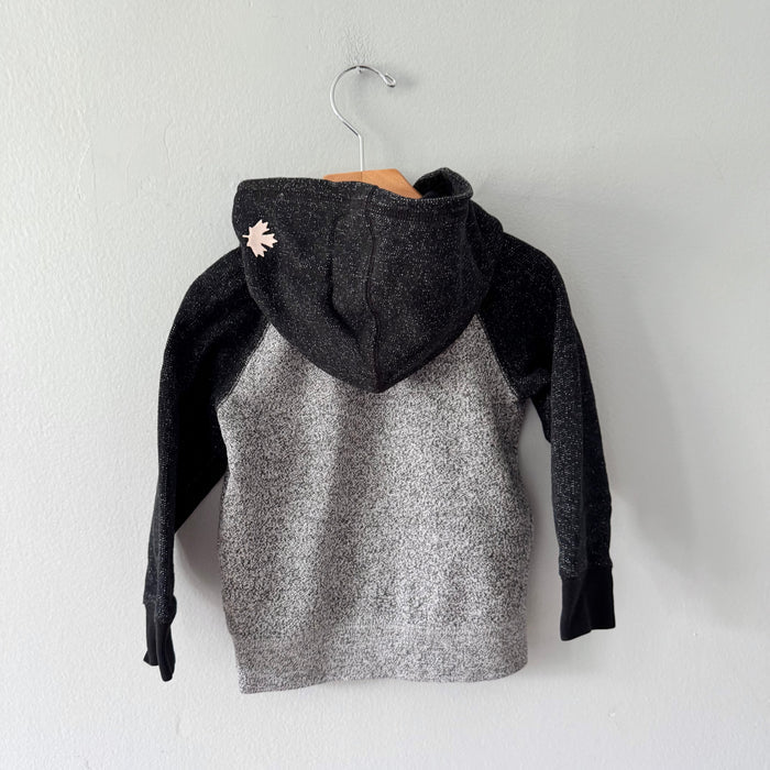 Roots / Salt and pepper x pink logo zip up hoodie / 2T