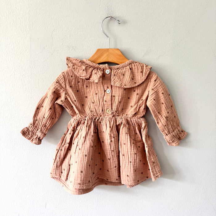 Rylee + Cru / Brown muslin long sleeve dress / 6-12M