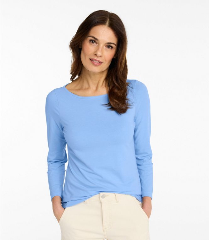 Soft Stretch Supima Tee Boatneck Bracelet Sleeve Women's Regular