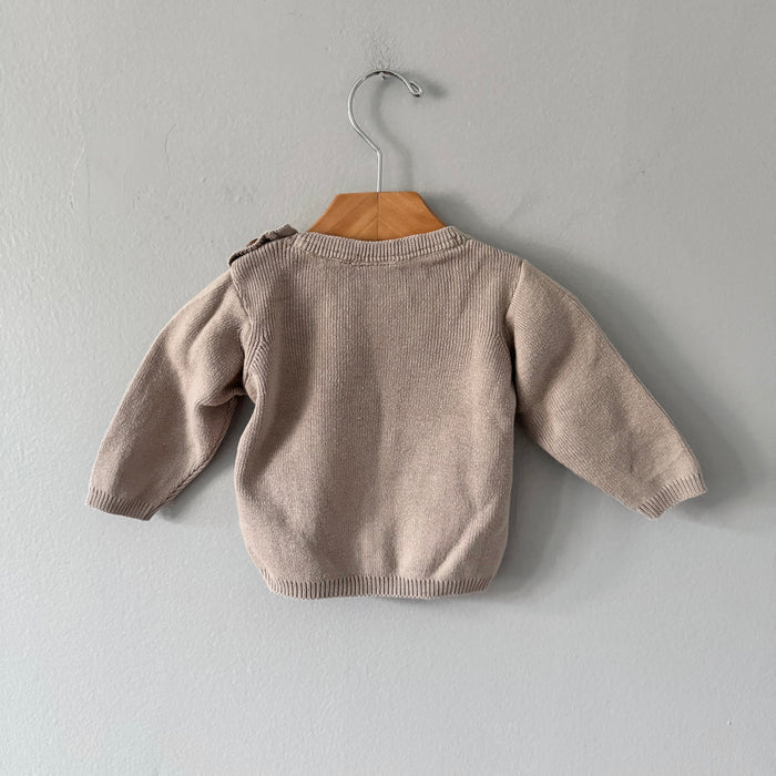 The Littlest / Beige organic cotton knit pullover / 3-6M