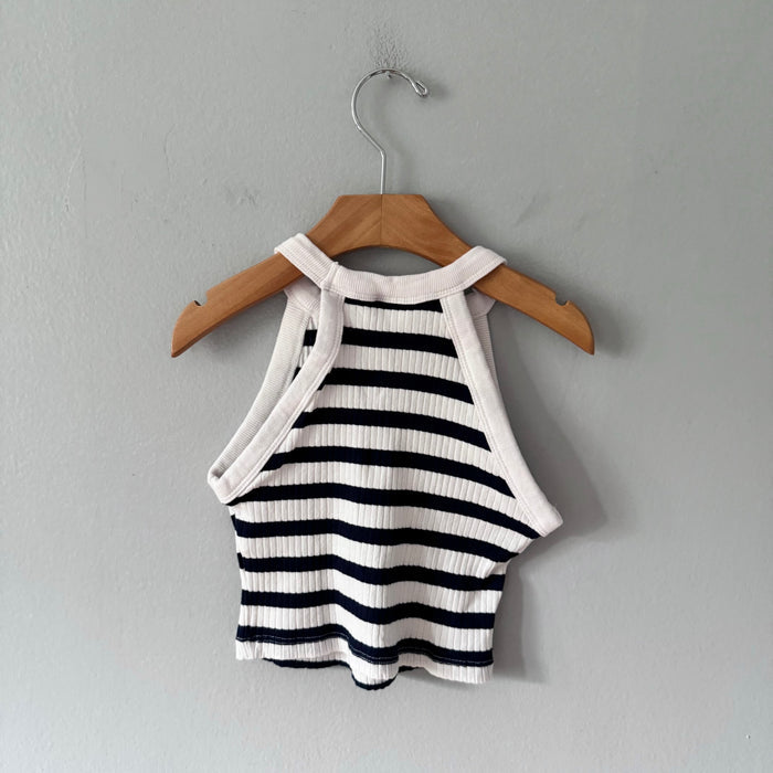 Zara / White navy stripe knit tank / 6-7Y