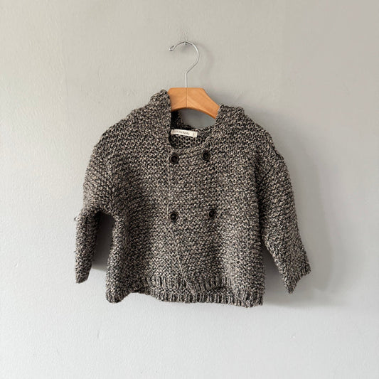1+ in the family / Black x beige knit jacket / 12M