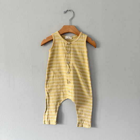 1+ in the family / Yellow stripe tank romper / 6M
