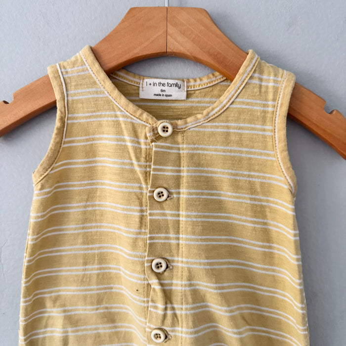 1+ in the family / Yellow stripe tank romper / 6M