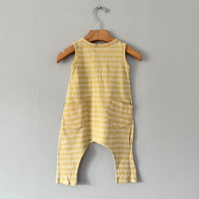1+ in the family / Yellow stripe tank romper / 6M