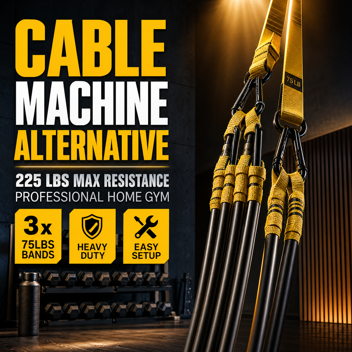 💪 225LBS Heavy Duty Cable Resistance Band Home Gym Training Set