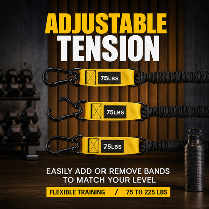 💪 225LBS Heavy Duty Cable Resistance Band Home Gym Training Set