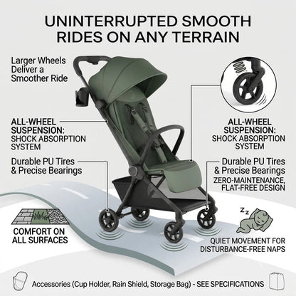 11.5 lbs Lightweight Travel Stroller - One-Second Auto Fold