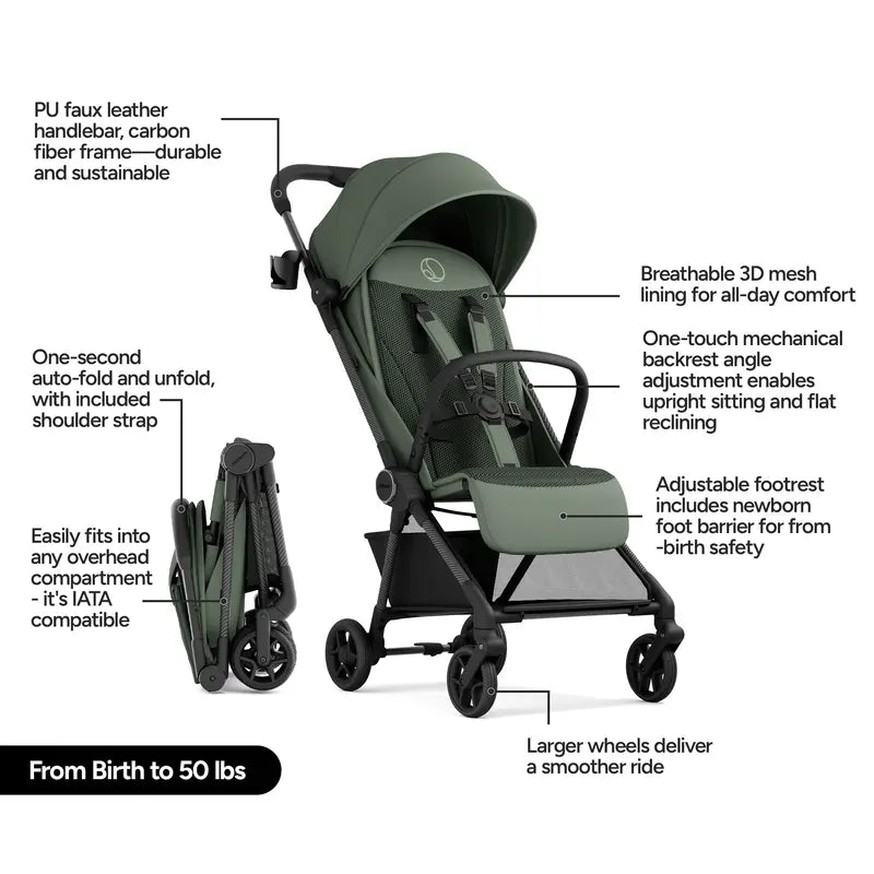 11.5 lbs Lightweight Travel Stroller - One-Second Auto Fold