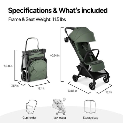 11.5 lbs Lightweight Travel Stroller - One-Second Auto Fold