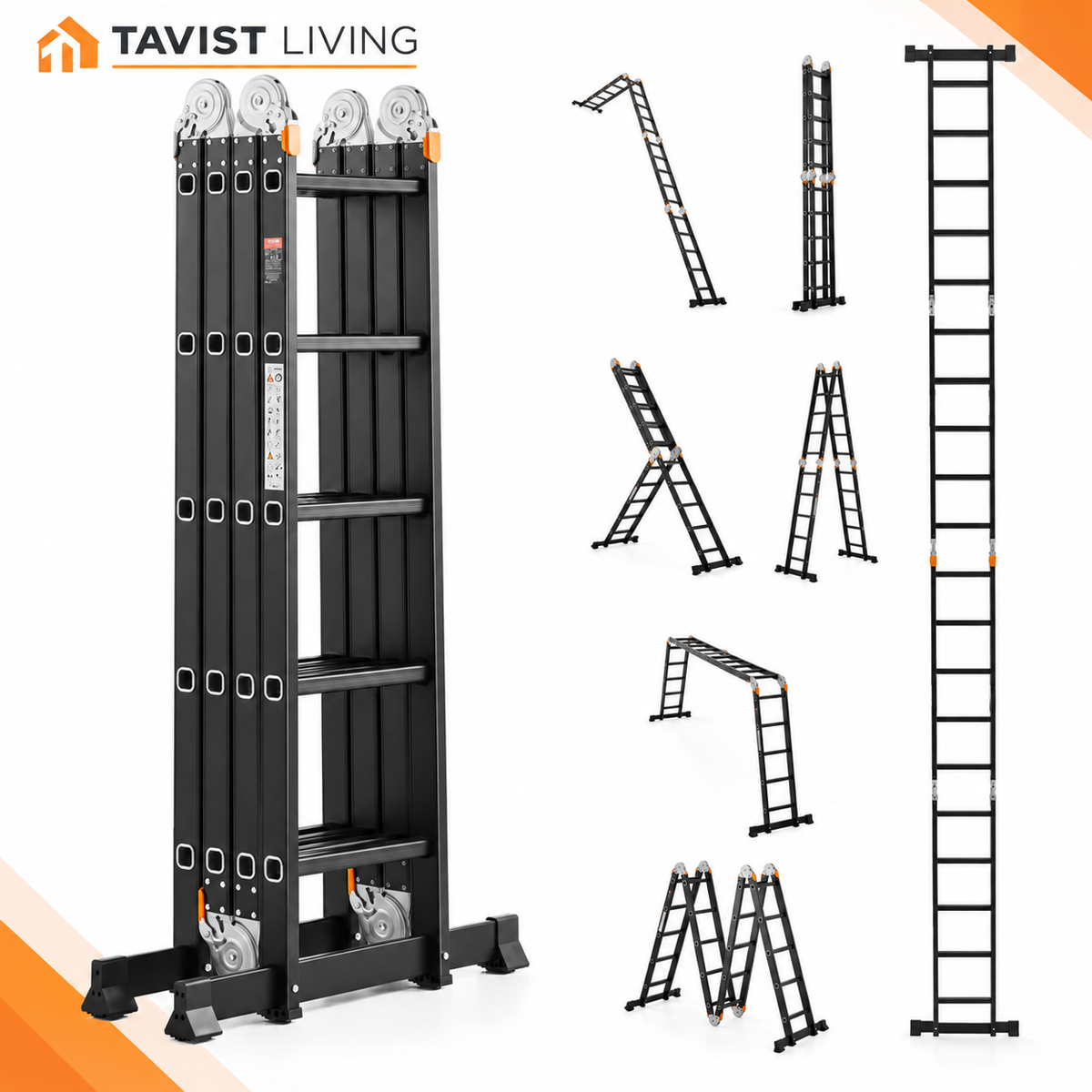 7-in-1 19FT Aluminum Multi-Purpose Extension Ladder – 330 lbs Capacity