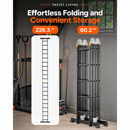 7-in-1 19FT Aluminum Multi-Purpose Extension Ladder – 330 lbs Capacity