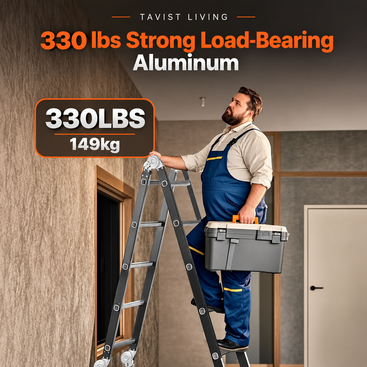 7-in-1 19FT Aluminum Multi-Purpose Extension Ladder – 330 lbs Capacity