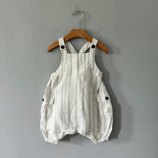 BR baby / White stripe overalls / 12-18M