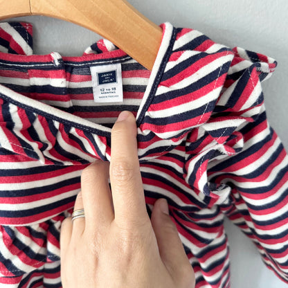 Janie & Jack / Red navy white stripe dress / 12-18M