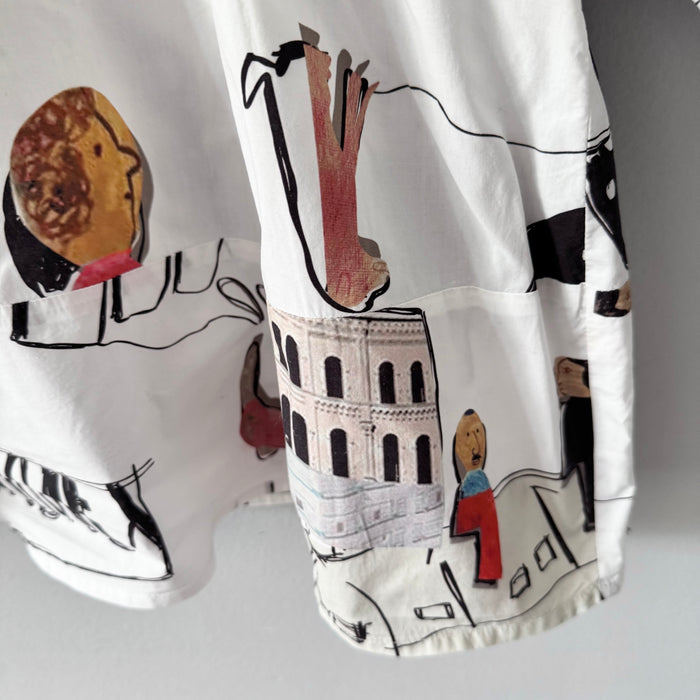No brand / White x pattern blouse / 7-8Y
