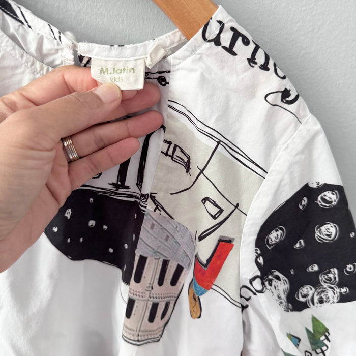 No brand / White x pattern blouse / 7-8Y