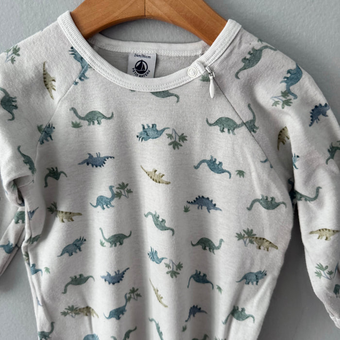 Petit Bateau / White x dinosaur romper / 24M