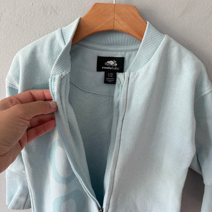 Roots / Light blue crew romper / 12-18M