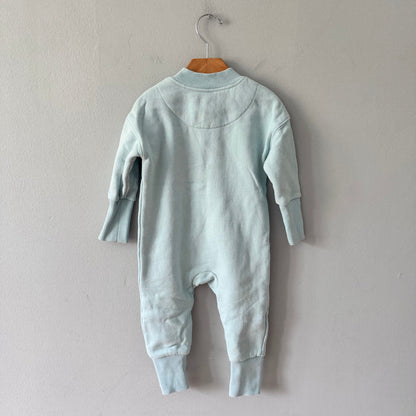 Roots / Light blue crew romper / 12-18M
