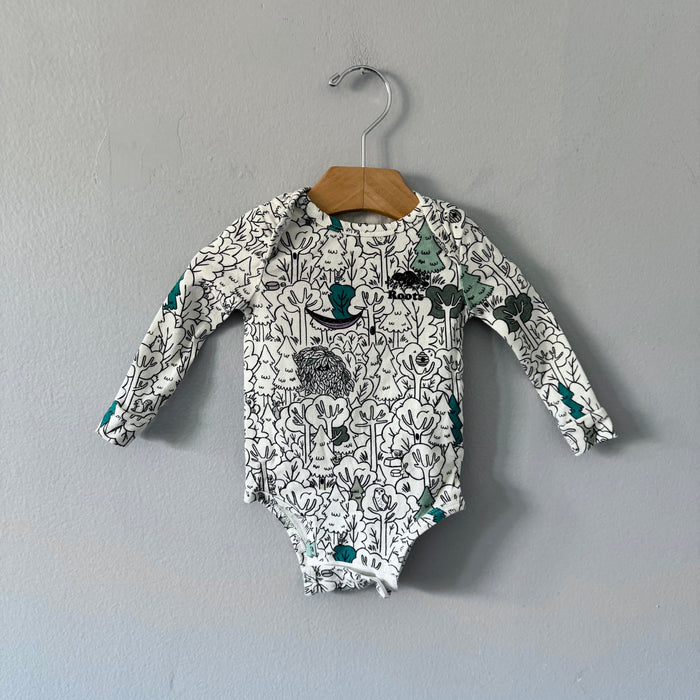 Roots / Pattern long sleeve onesie / 3-6M