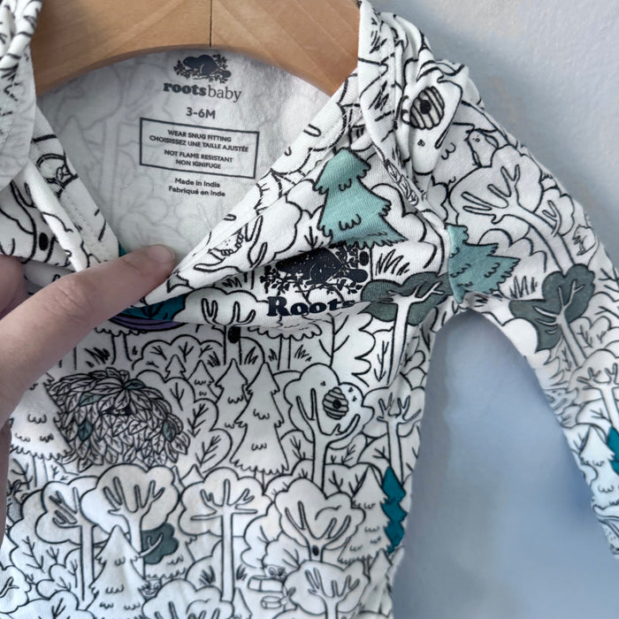 Roots / Pattern long sleeve onesie / 3-6M