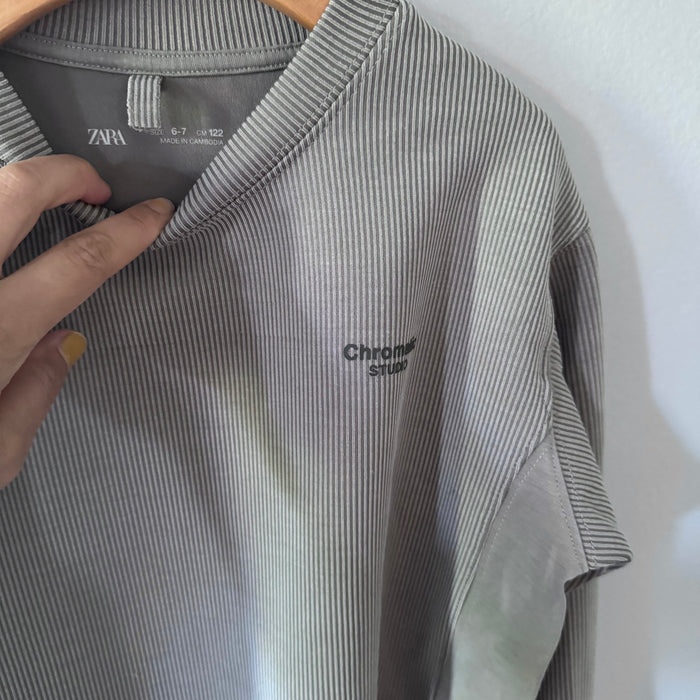 Zara / Grey ribbed active top / 6-7Y