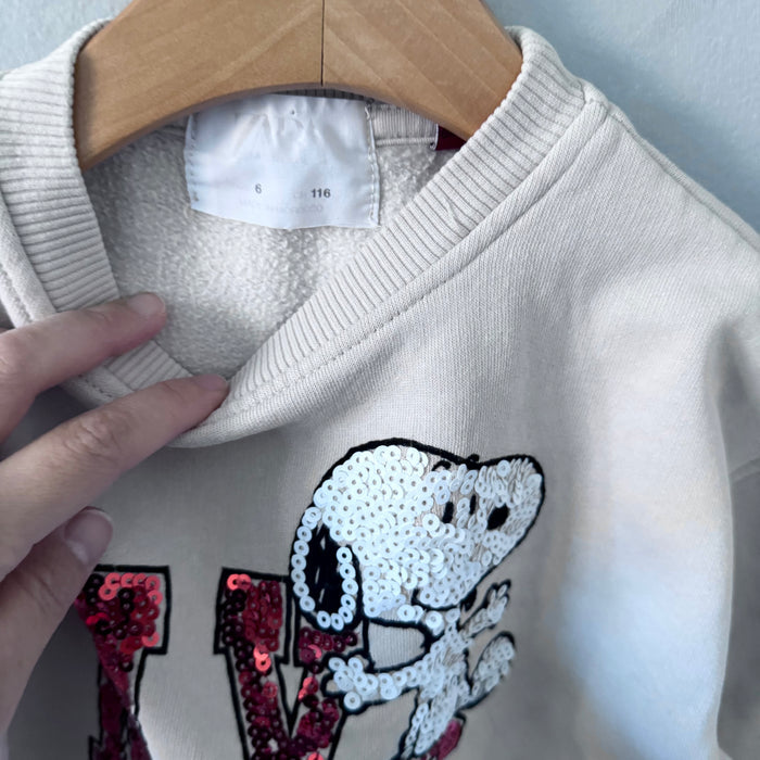 Zara / Snoopy sequin sweatshirt / 6Y